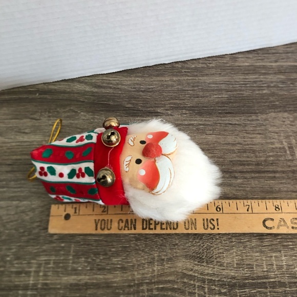 Vtg Santa Claus Ornament with Bells - Picture 7 of 8